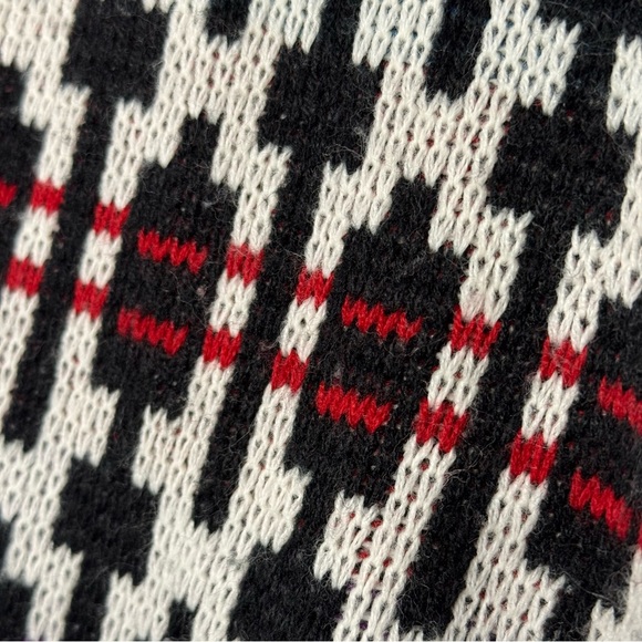 Robert Bruce VTG XL Geometric Knit Cardigan Sweater 80s Y2K Pattern Black White - Picture 10 of 15